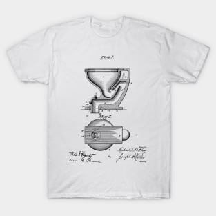 Toilet Water Closet Vintage Patent Hand Drawing T-Shirt